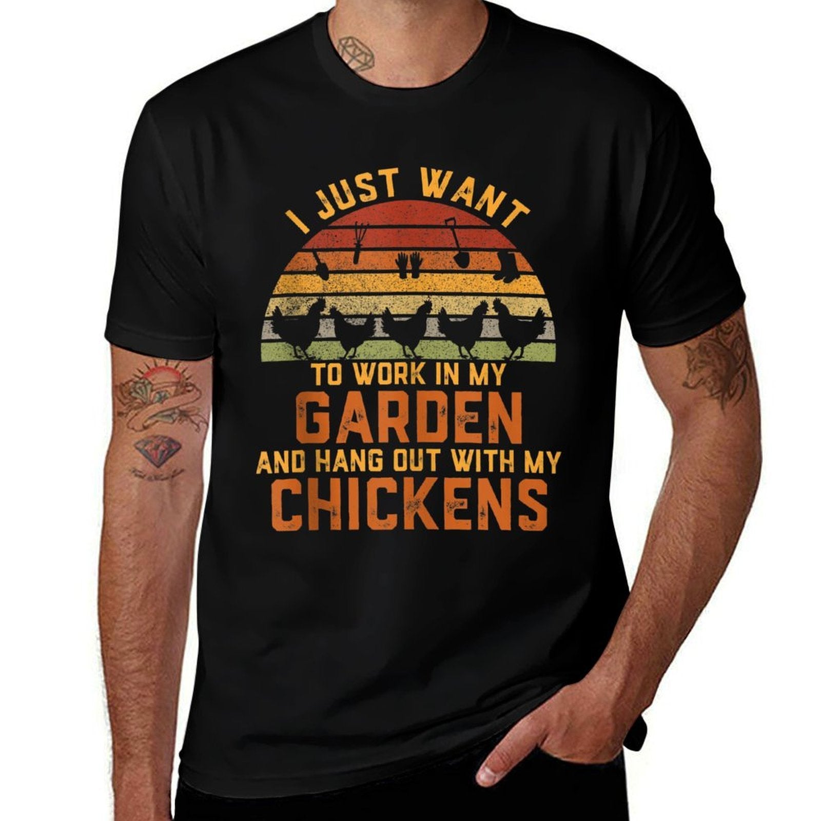 I Just Want to Work in My Garden And Hang Out Chicken  Moisture-wicking T-Shirt