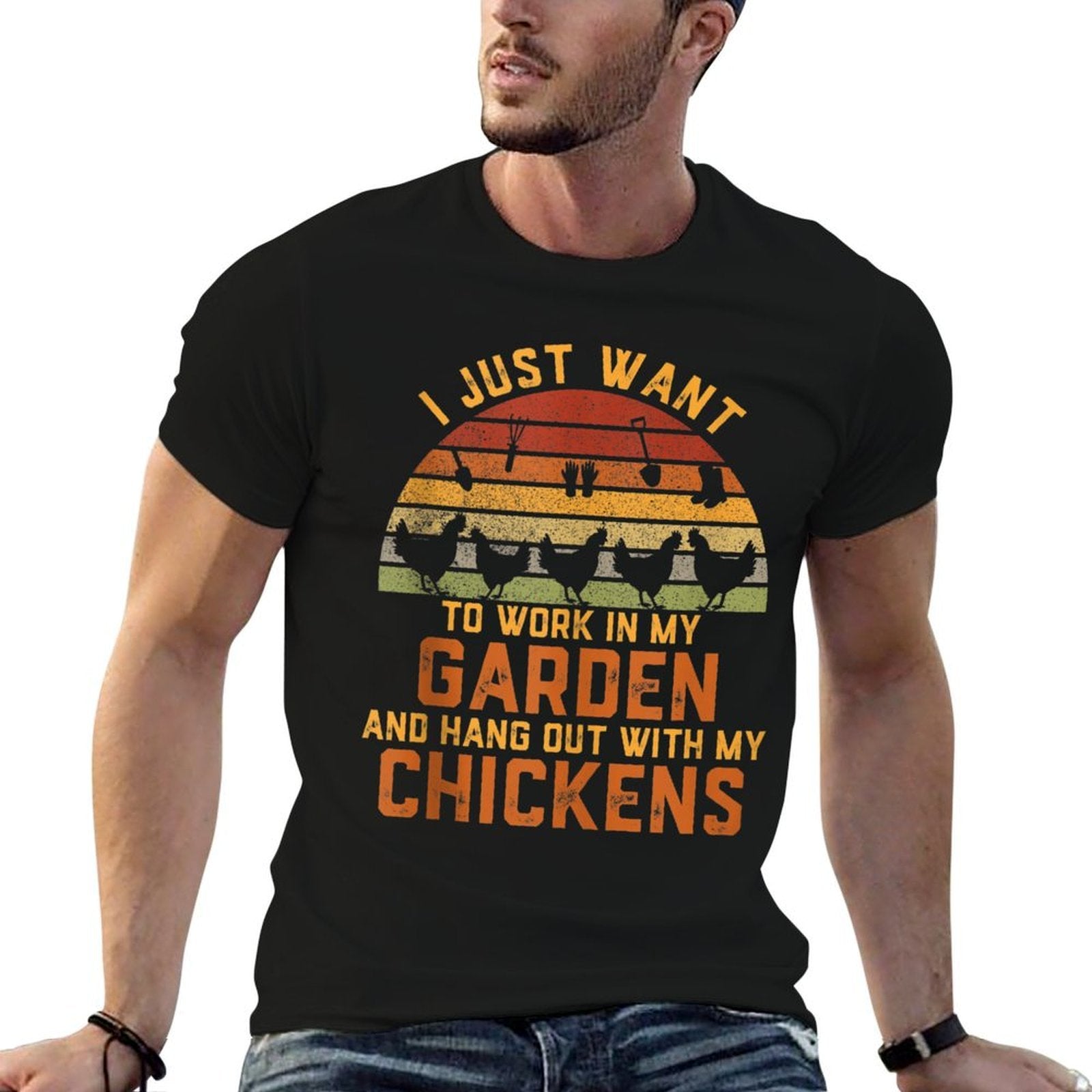 I Just Want to Work in My Garden And Hang Out Chicken  Moisture-wicking T-Shirt